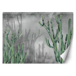 Fototapete - Atacama Cactus Betonwand Grau Grün | Feeby