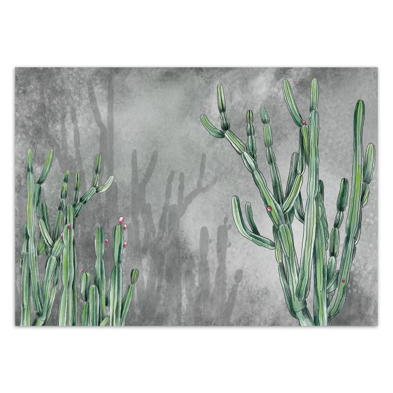 Stilvolle Fototapete - Kaktus Blumen Betonoptik | Feeby