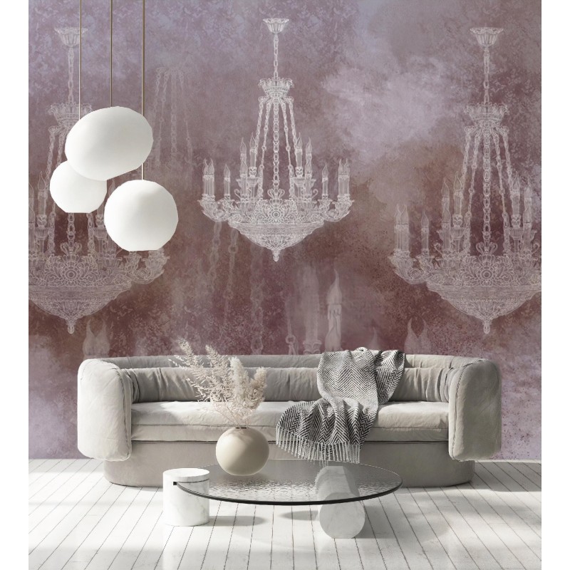 Stilvolle Fototapete - Vintage Kronleuchter Braun | Feeby