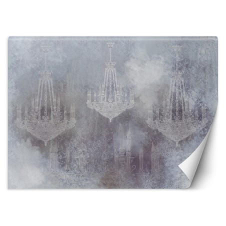 Fototapete - Kronleuchter Beton Blau Grau | Feeby