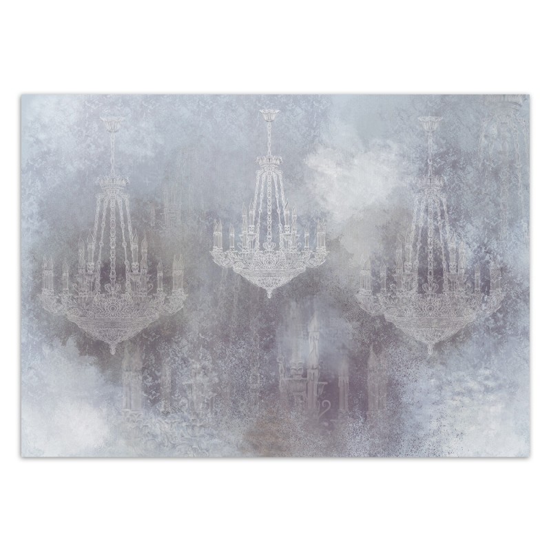 Fototapete - Kronleuchter Beton Blau Grau | Feeby