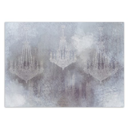 Fototapete - Kronleuchter Beton Blau Grau | Feeby