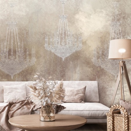 Fototapete - Kronleuchter Beton Braun Beige | Feeby