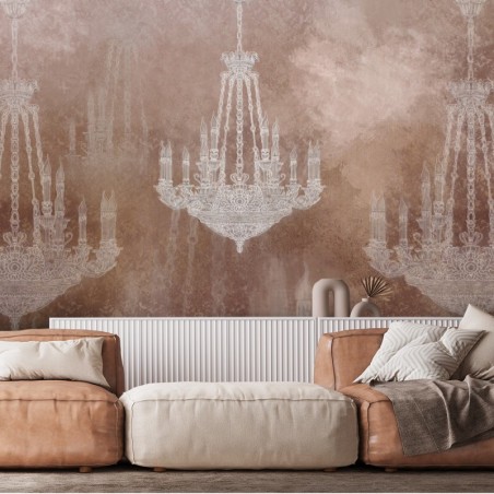 Moderne Fototapete - Kronleuchter Lampe Braun Retro | Feeby