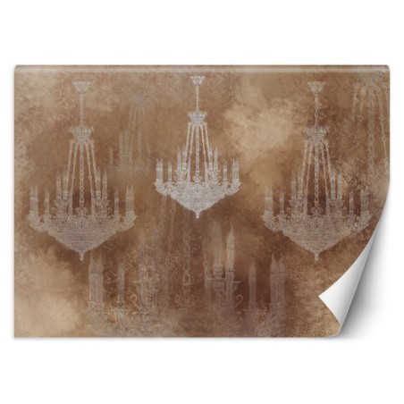 Modische Fototapete - Vintage Kronleuchter Braun | Feeby