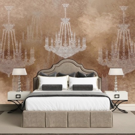 Modische Fototapete - Vintage Kronleuchter Braun | Feeby