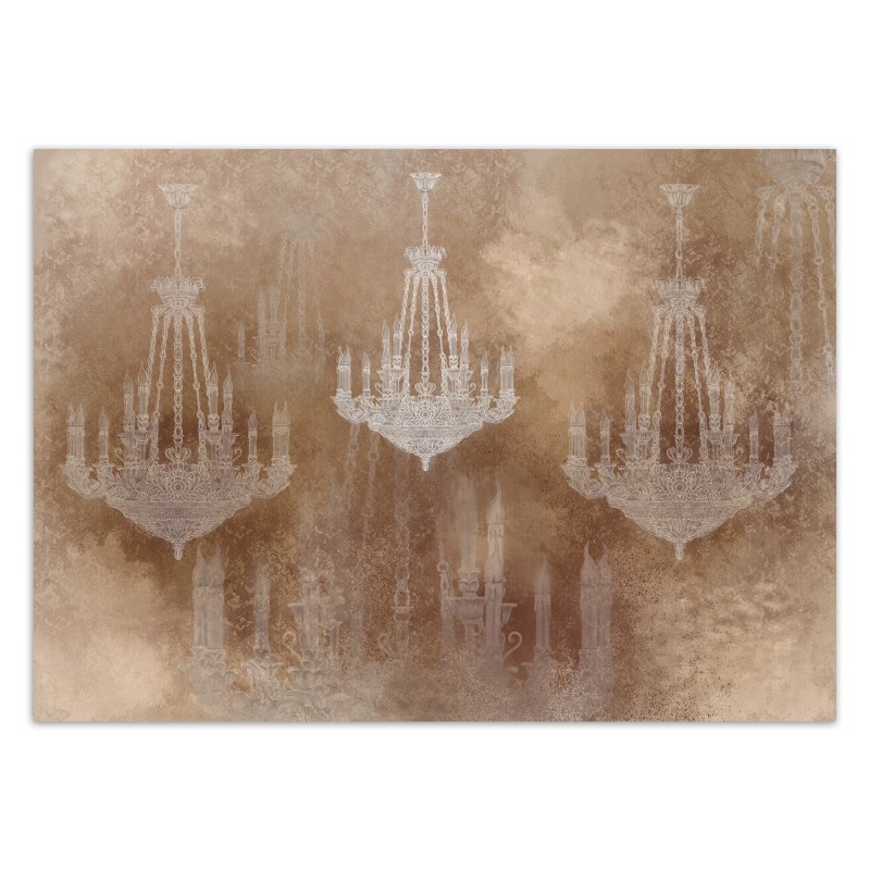 Modische Fototapete - Vintage Kronleuchter Braun | Feeby