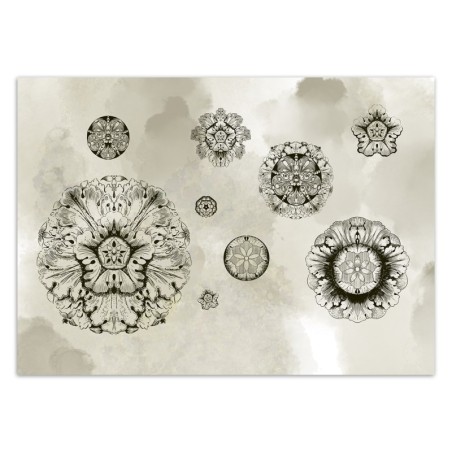 Fototapete - Beton Textur Geometrische Blumen Grau | Feeby