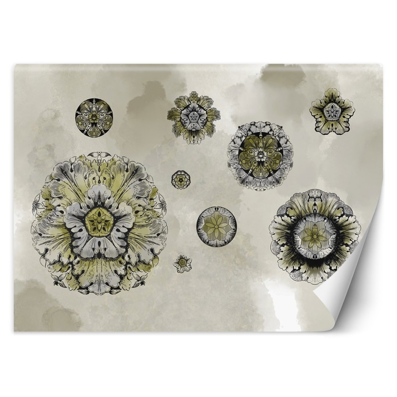 Fototapete - Abstrakt Geometrische Formen Grau Gelb | Feeby