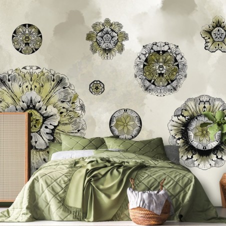 Fototapete - Abstrakt Geometrische Formen Grau Gelb | Feeby