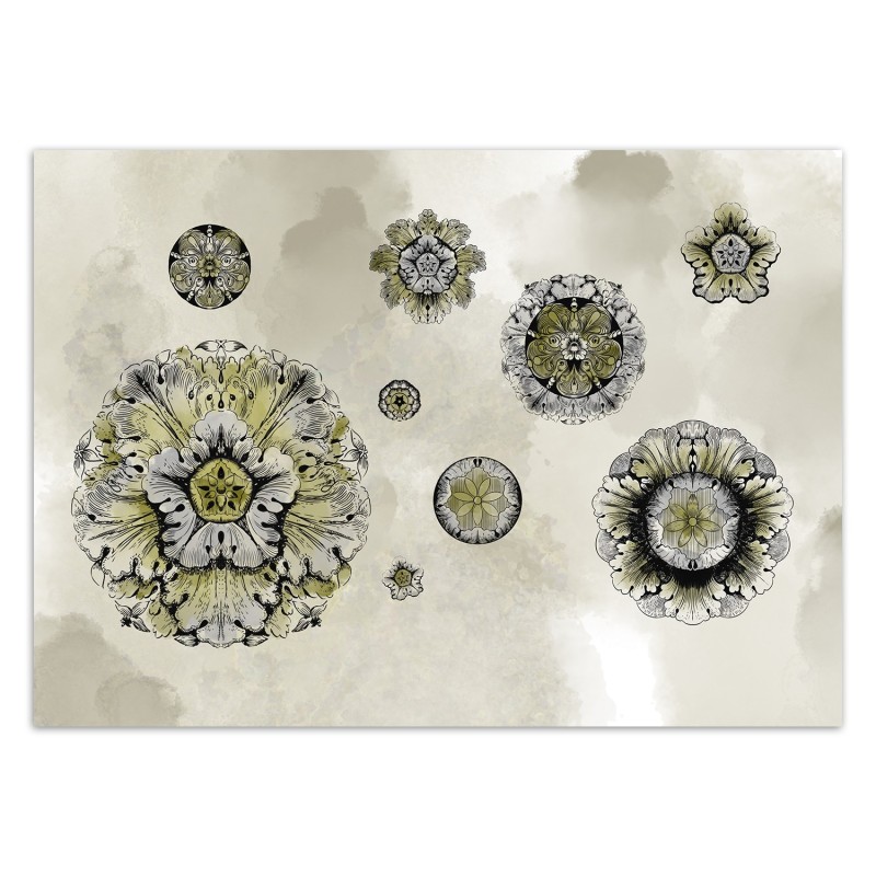 Fototapete - Abstrakt Geometrische Formen Grau Gelb | Feeby