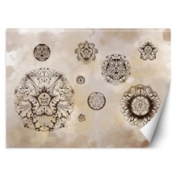 Fototapete - Blumen Geometrische Formen Beige Braun | Feeby