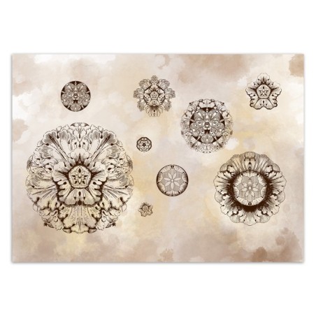Fototapete - Blumen Geometrische Formen Beige Braun | Feeby