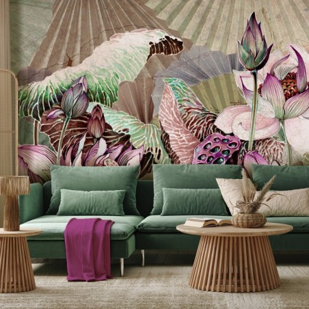 Fototapete - Lotus Blumen Abstrakt Vintage | Feeby