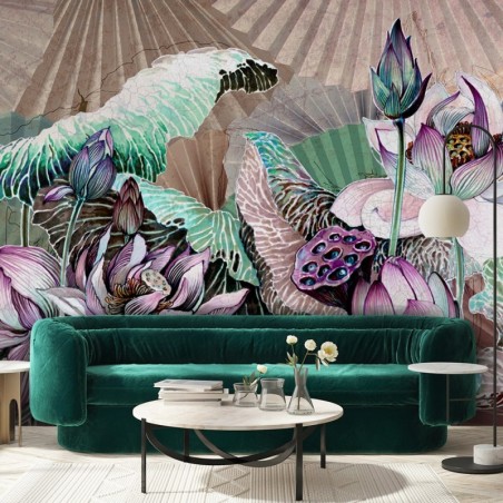 Modische Fototapete - Heilige Lotos und Fanter | Feeby