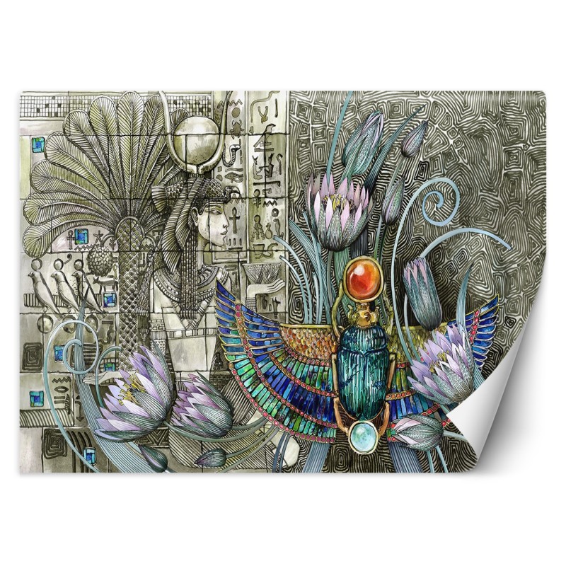 Fototapete - Ägyptische Hieroglyphen und Skarablen | Feeby