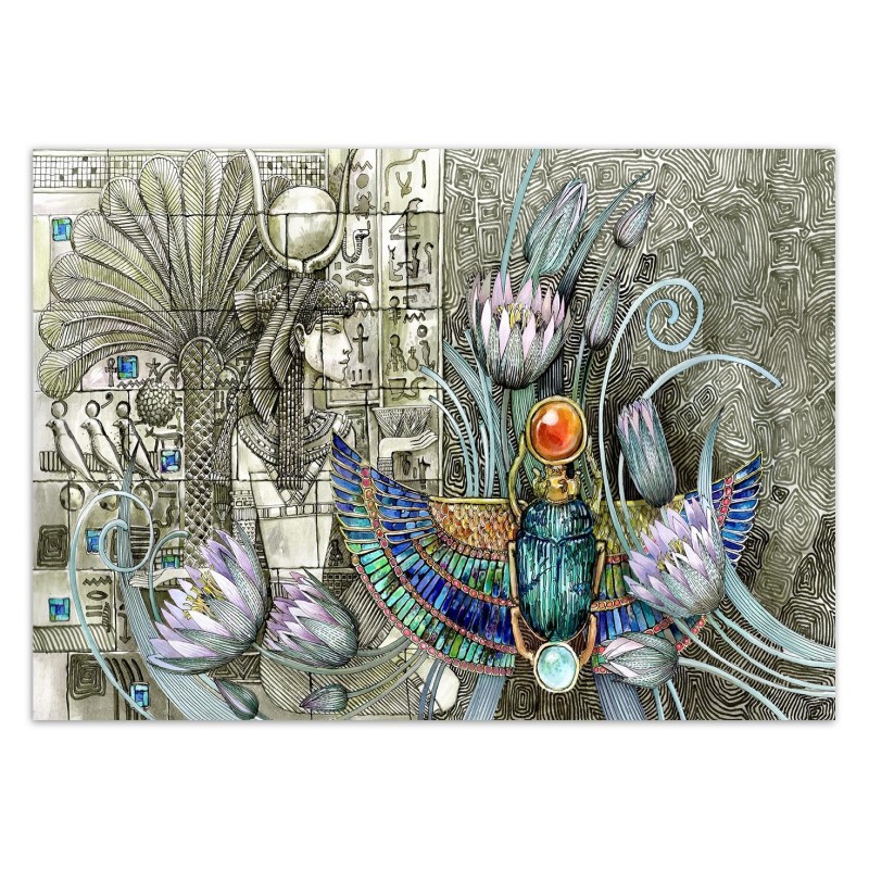 Fototapete - Ägyptische Hieroglyphen und Skarablen | Feeby