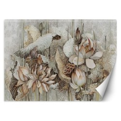 Fototapete - Lotus Blumen Beige Braun | Feeby