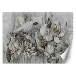 Fototapete - Lotus Blumen Natur Grau | Feeby