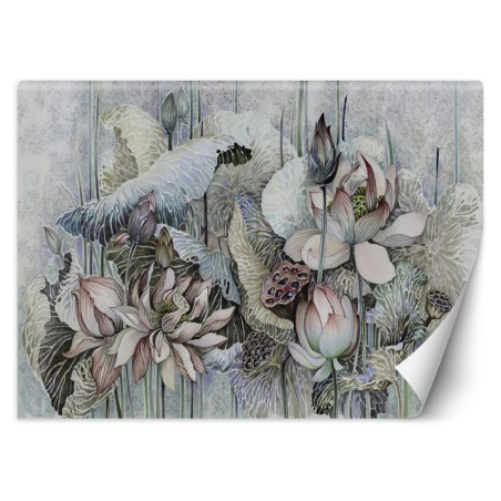Fototapete - Luxury Lotos Blumen Beige Braun | Feeby