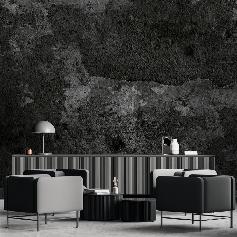 Fototapete - Alte Stein Betonwand Schwarz | Feeby