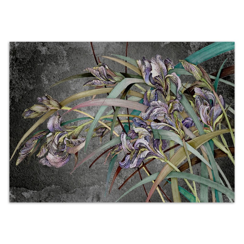 Moderne Fototapete - Narzissen Blumen Betontextur | Feeby