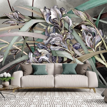 Fototapete - Irises Blumen Blumenstrauß Natur Pflanzen Lila | Feeby