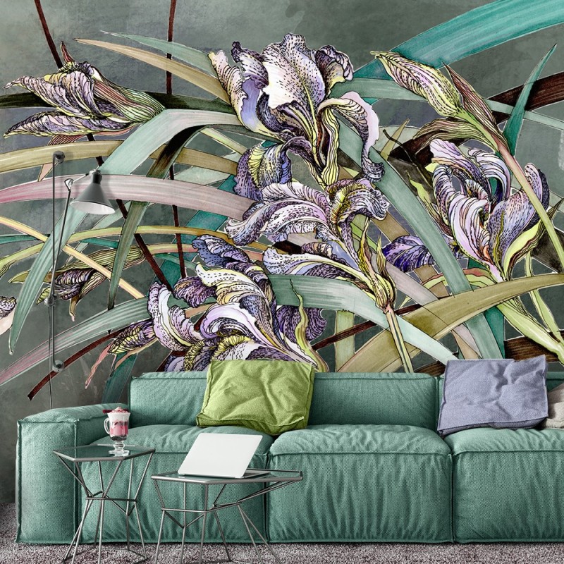 Fototapete - Iris Blumen im Wind | Feeby