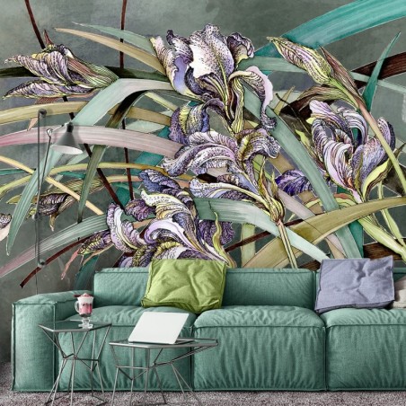 Fototapete - Iris Blumen im Wind | Feeby