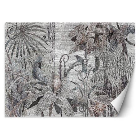 Fototapete - Mosaik - Dschungel Grau | Feeby