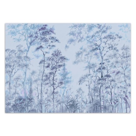 Fototapete - Hohe dünne Bäume Blau Landschaft | Feeby