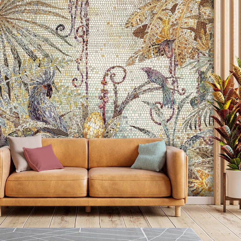 Fototapete - Mosaik Dschungel Handgemalt | Feeby