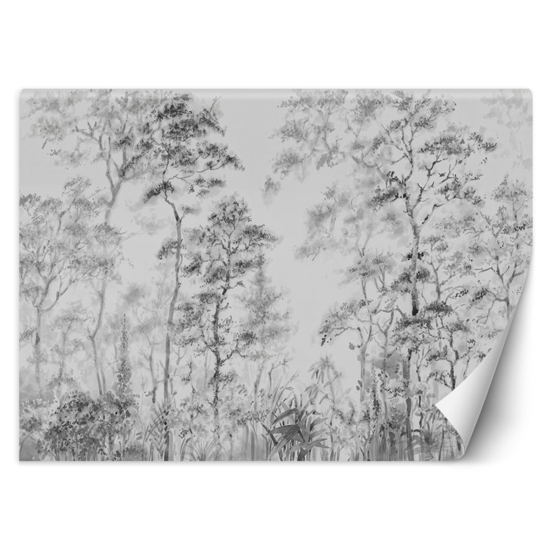 Fototapete - Bäume Landschaft Natur Aquarell | Feeby