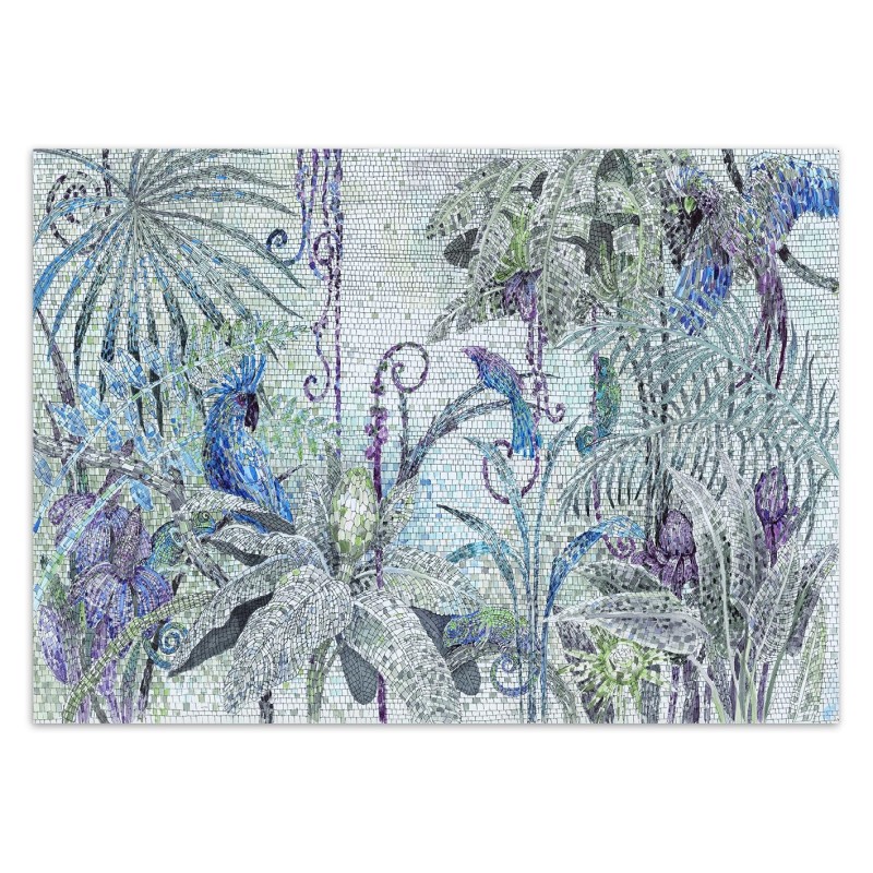 Moderne Fototapete - Dschungel Mosaik Türkis | Feeby