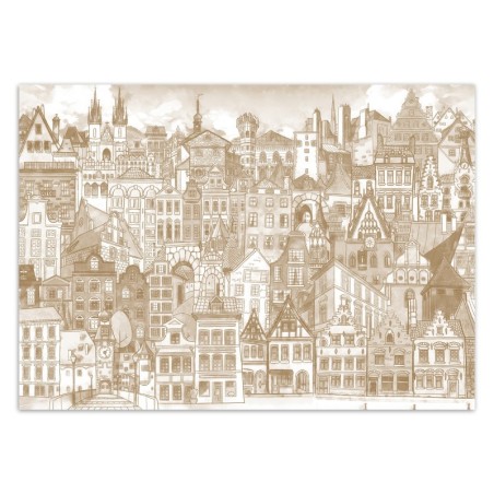 Fototapete - Stadt Architektur Braun Aquarell | Feeby