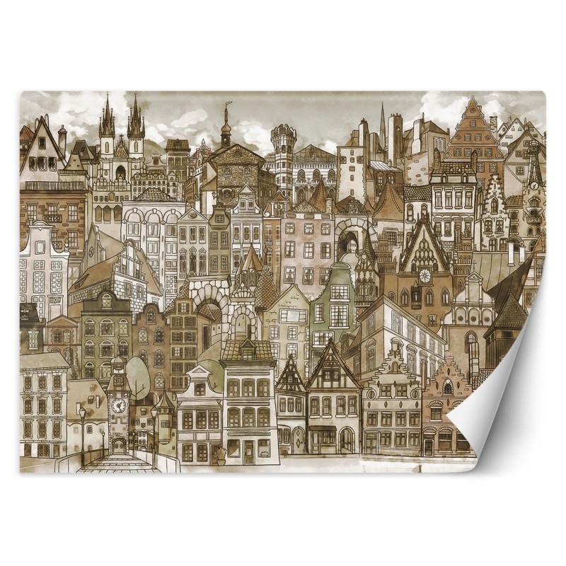 Fototapete - Abstrakt Stadt Braun Aquarell | Feeby