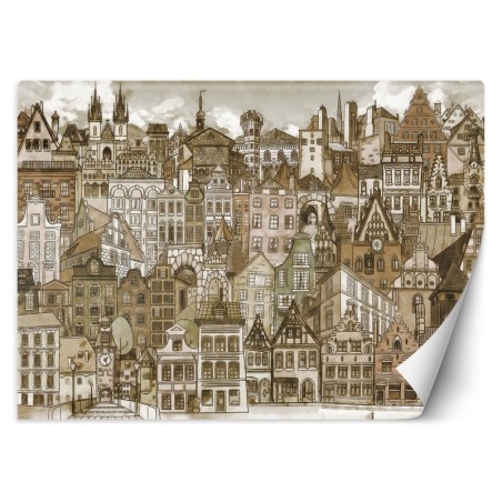 Fototapete - Abstrakt Stadt Braun Aquarell | Feeby