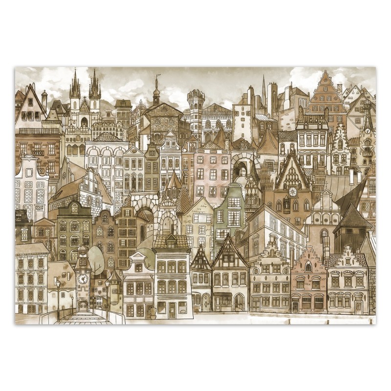 Fototapete - Abstrakt Stadt Braun Aquarell | Feeby