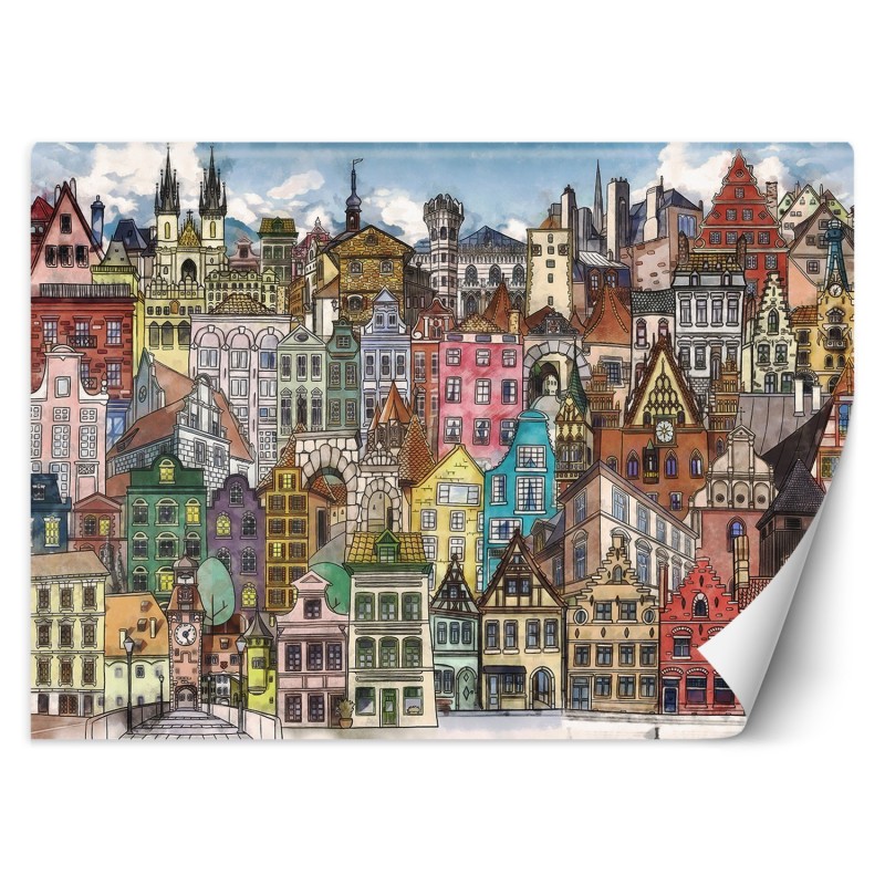 Moderne Fototapete - Bunte Stadt Architektur | Feeby