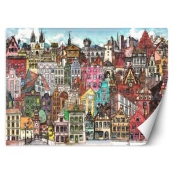 Fototapete - Bunte Stadt Architektur Landschaft | Feeby