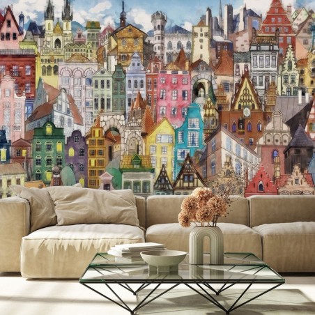 Fototapete - Bunte Stadt Architektur | Feeby