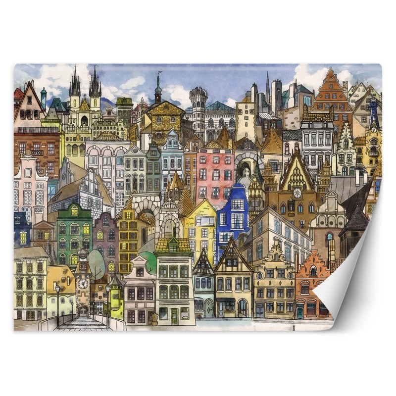 Fototapete - Bunte Stadt Architektur | Feeby