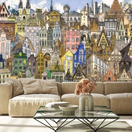 Fototapete - Bunte Stadt Architektur | Feeby