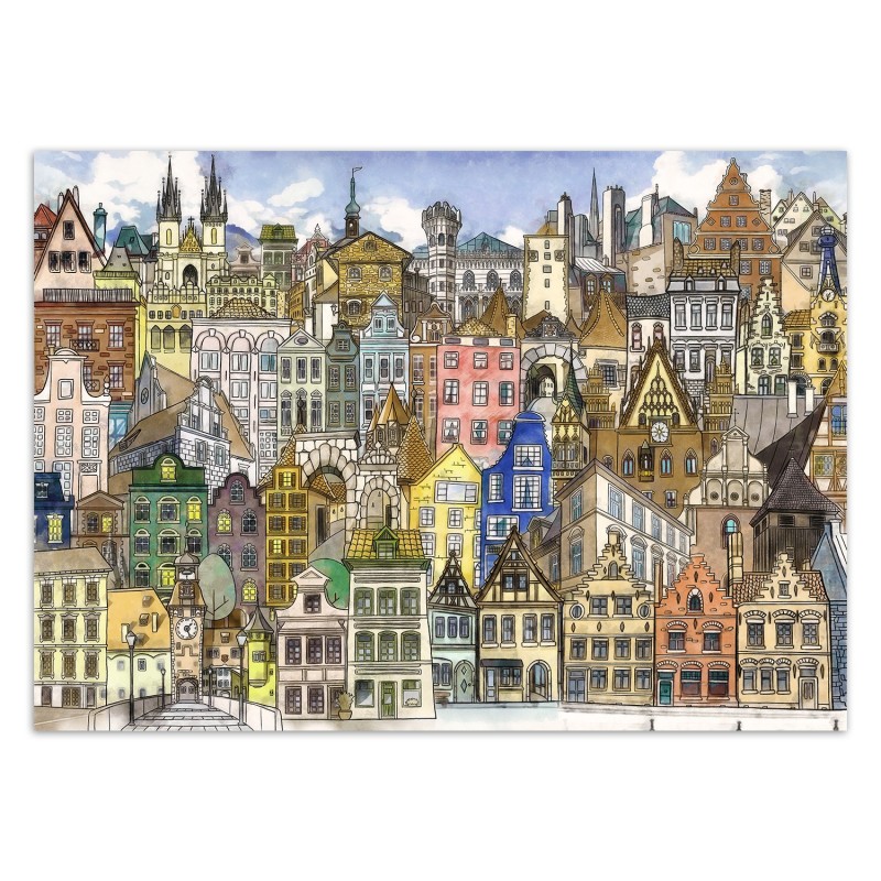 Fototapete - Bunte Stadt Architektur | Feeby