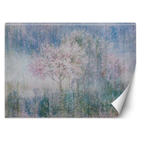 Moderne Fototapete - Aquarell Baum in der Wiese | Feeby