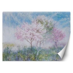 Fototapete - Bäume auf einer Wiese Aquarell wie gemalt | Feeby