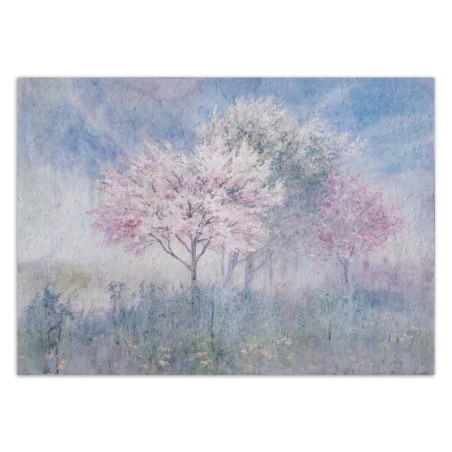 Fototapete - Bäume auf einer Wiese Aquarellmalerei | Feeby