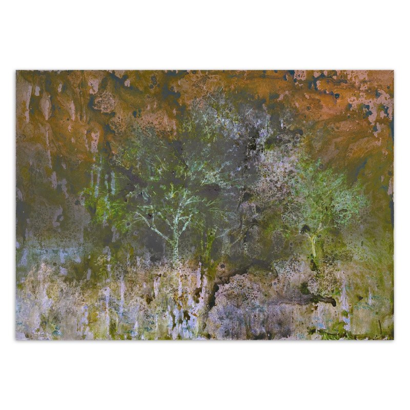 Fototapete - Ein blühender Baum in der wiese Aquarell | Feeby