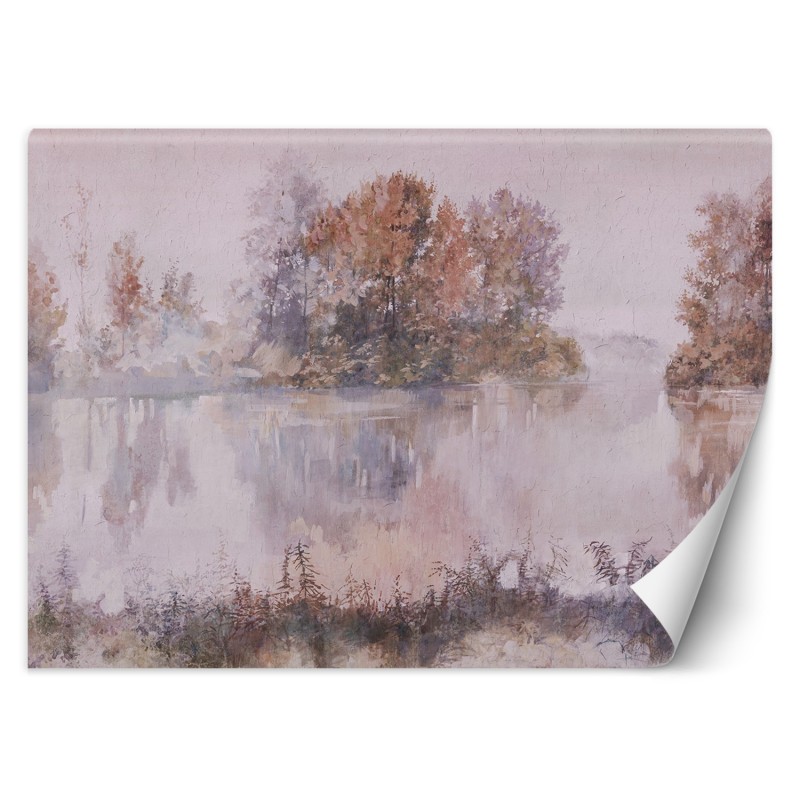 Fototapete - Baum Seeblick Landschaft Aquarell | Feeby