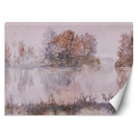 Fototapete - Baum Seeblick Landschaft Aquarell | Feeby
